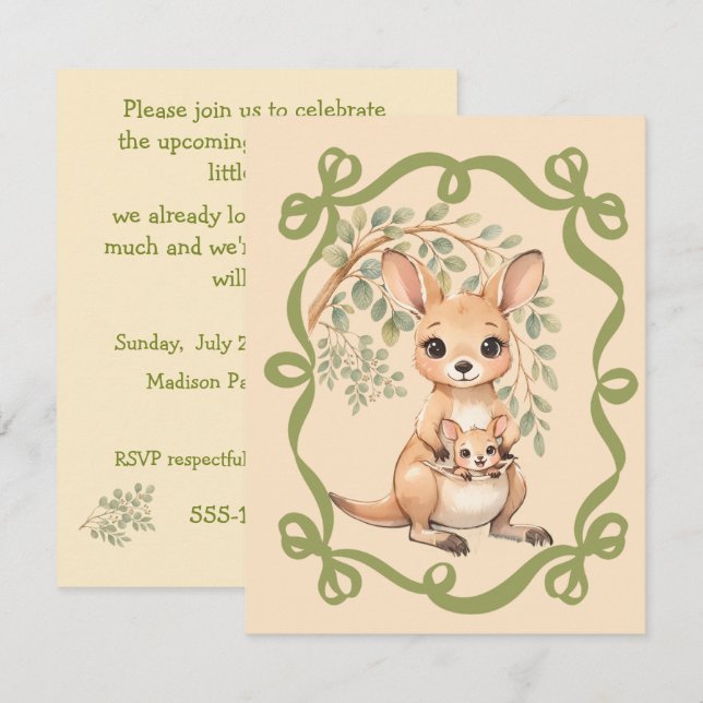 Invitaciones de descarga digital para baby shower  (Anverso / Reverso)