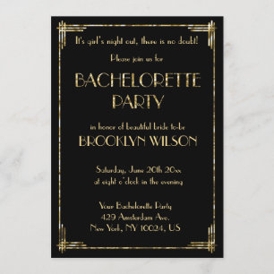 Invitaciones de despedida de soltera Art Deco con