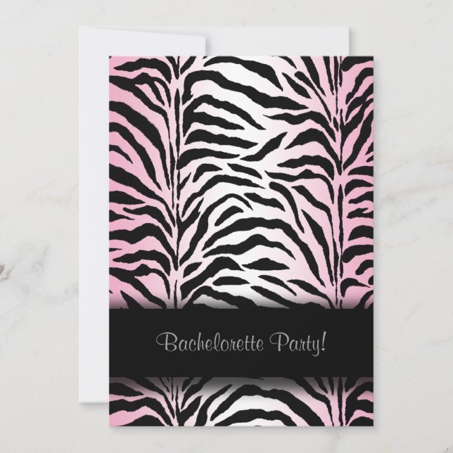 Invitaciones de despedida de soltera de cebra rosa (Anverso)