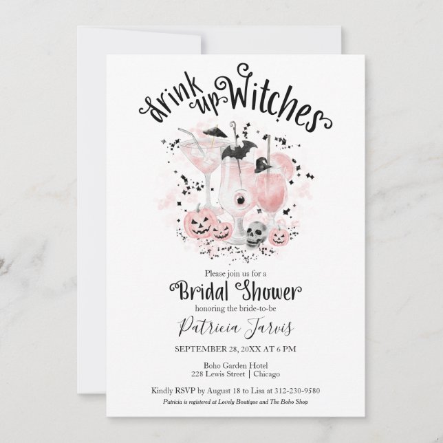 Invitaciones de Despedida de Soltera de Halloween  (Anverso)
