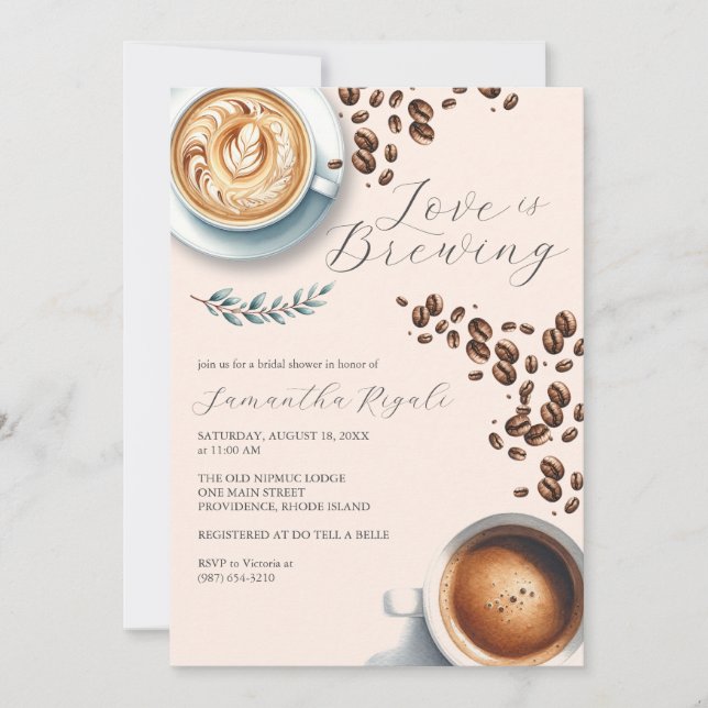 Invitaciones de Despedida de Soltera en Café (Anverso)