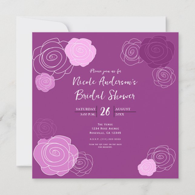 Invitaciones de Despedida de Soltera Floral Rosa P (Anverso)