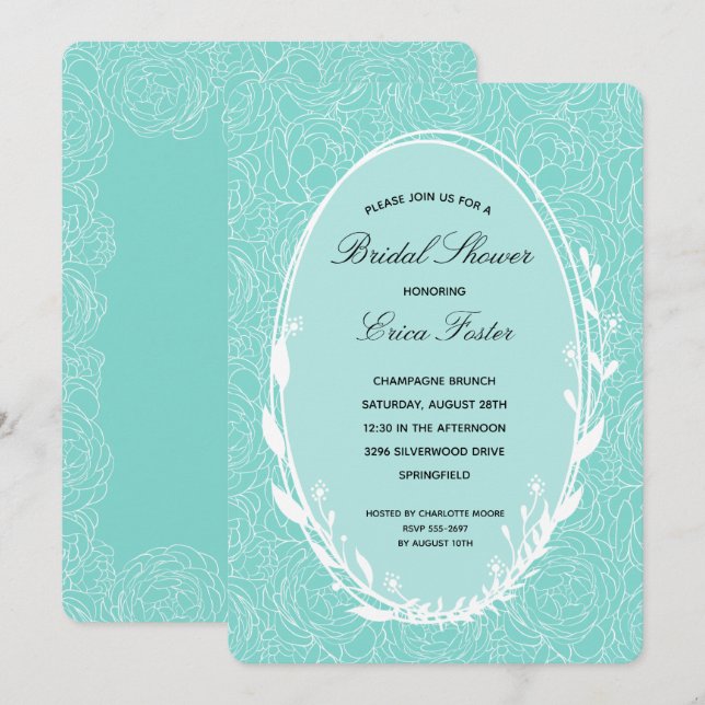 Invitaciones de Despedida de Soltera Florales con  (Anverso / Reverso)