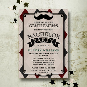 Invitaciones de despedida de soltero con bigote de