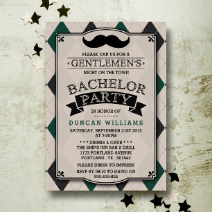 Invitaciones de Despedida de Soltero con Bigote de