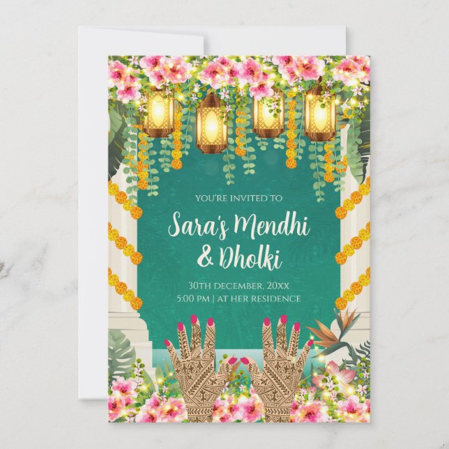 Invitaciones de Dholki digitales a la musulmana Me (Anverso)