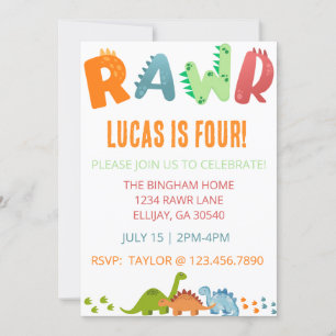 Invitaciones de Dino RAWR