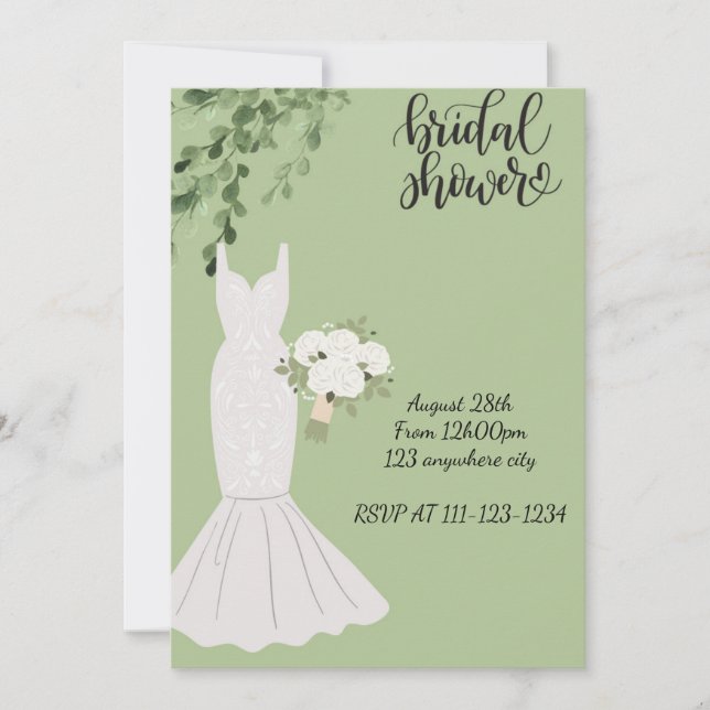 INVITACIONES DE DUCHA BRIDAL,DESCARGA INSTANTÁNEA (Anverso)