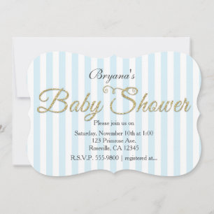 Invitaciones de ducha de bebé con brillo dorado ra