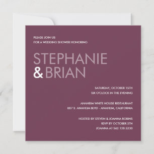 Invitaciones de ducha de boda contemporánea (Plum)