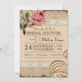 Invitaciones de ducha de casamiento con rosas rosa