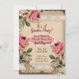 Invitaciones de ducha de casamiento con rosas rosa