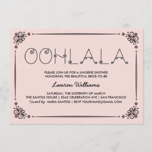 Invitaciones de ducha de lencería rosada veintage 