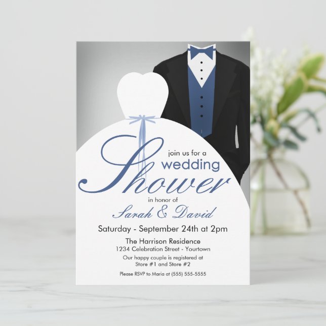 Invitaciones de ducha de matrimonio para parejas (Anverso de pie)