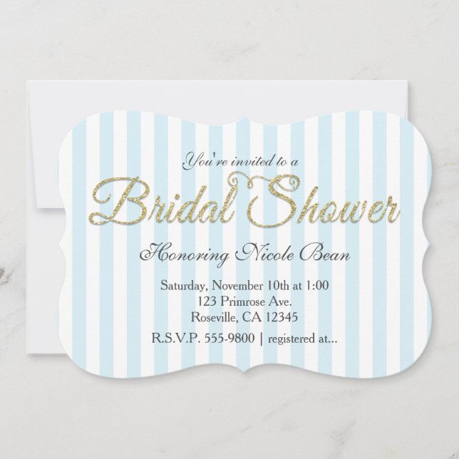 Invitaciones de ducha de novia de brillo dorado ra (Anverso)