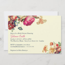 Invitaciones de ducha de novias con flores antigua