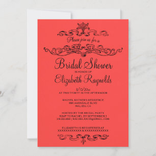 Invitaciones de ducha de novias rojas y negras de 