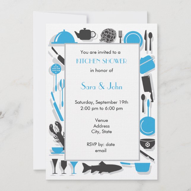 Invitaciones de ducha de parejas - Cocina (Anverso)