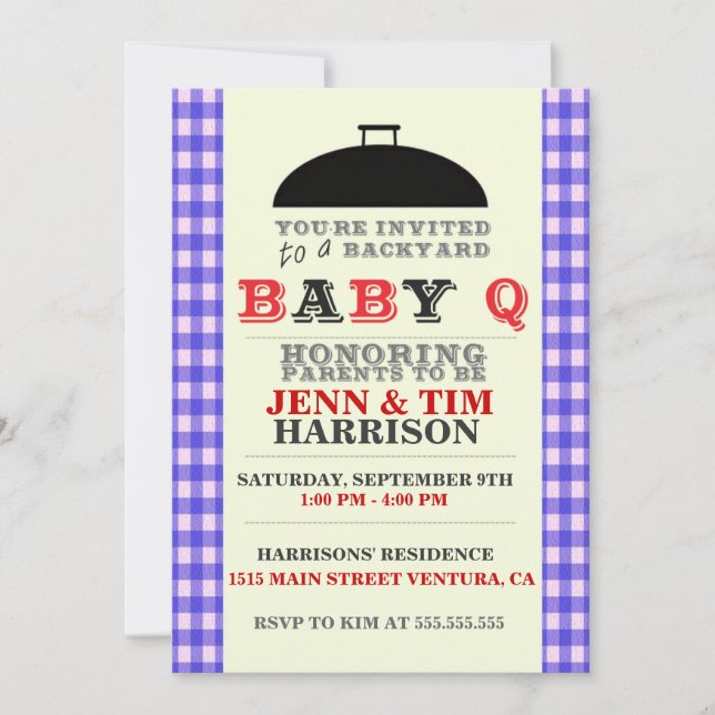 Invitaciones de ducha para bebés de BaBy Q (Anverso)