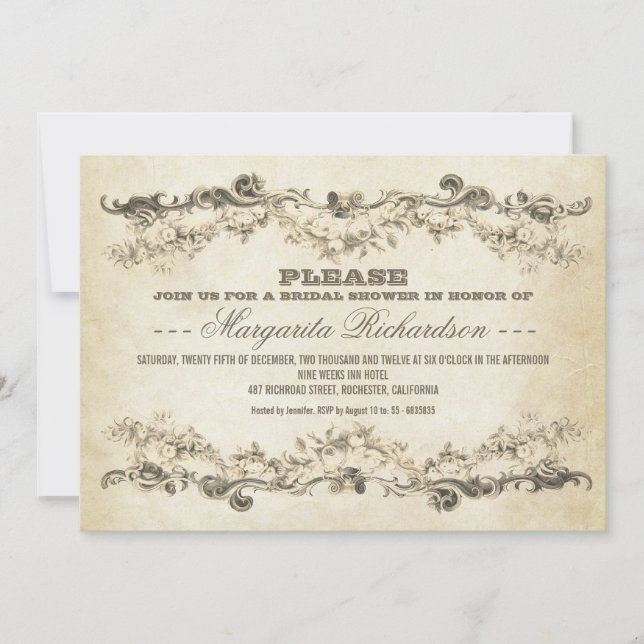 invitaciones de duchas de novias antiguas (Anverso)