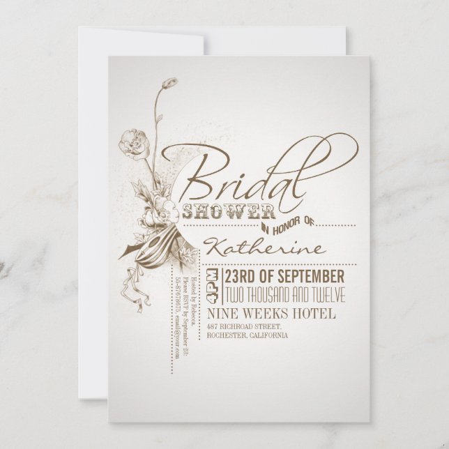 invitaciones de duchas de novias vintage (Anverso)