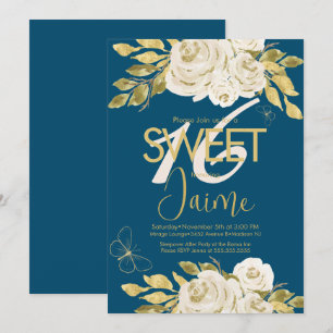 Invitaciones de Dulces 16 con Flores de Rosa Marfi