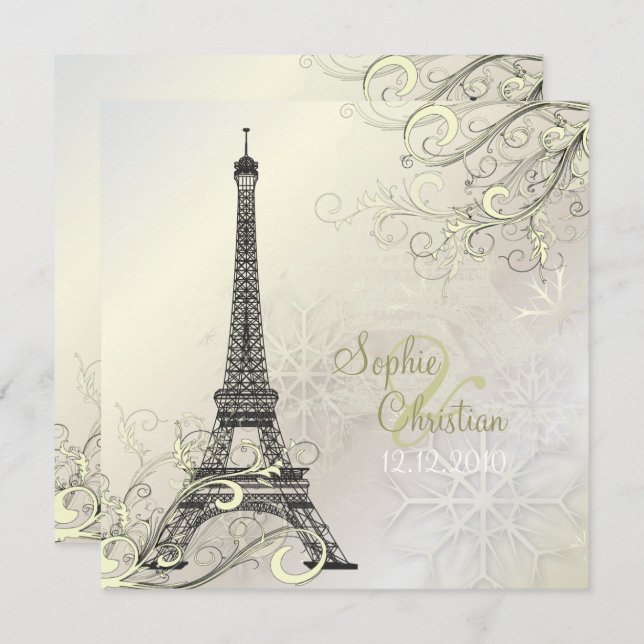 INVITACIONES DE EIFFEL PARÍS + SNOWFLAKES (Anverso / Reverso)