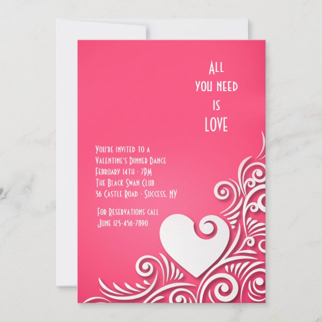 Invitaciones de El día de San Valentín de escultur (Anverso)