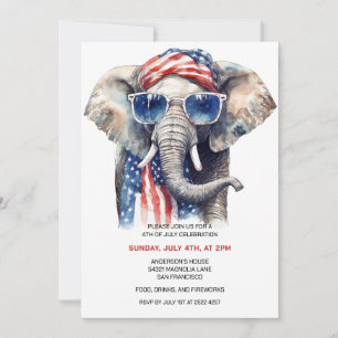 Invitaciones De Elefante Patriótico El 4 De Julio