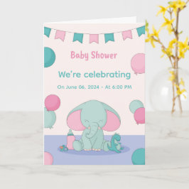 Invitaciones de Elefantes Lindos para Baby Shower