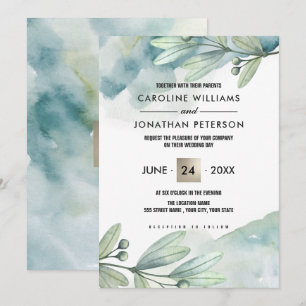 Invitaciones de encargo de la boda de la acuarela