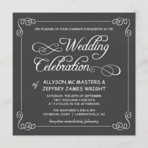 Invitaciones de encargo de la boda de la pizarra