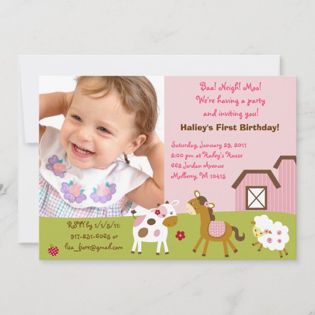 Invitaciones de encargo del cumpleaños de la foto (Anverso)