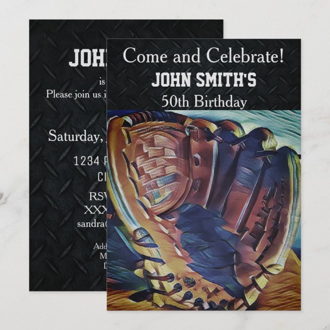 Invitaciones de encargo del cumpleaños del béisbol (Anverso / Reverso)