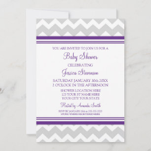 Invitaciones de encargo grises de Chevron Baby