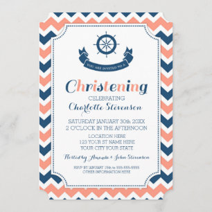 Invitaciones de encargo náuticas azules coralinas
