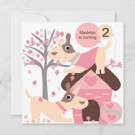 Invitaciones de encargo rosadas del cumpleaños del