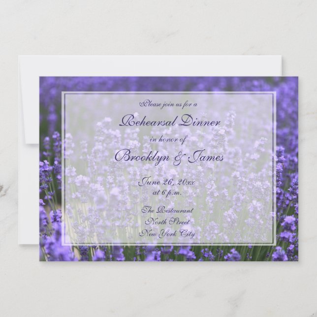 Invitaciones de ensayo de Boda de Lavanda personal (Anverso)