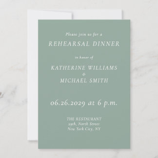Invitaciones de ensayo de boda elegantes en verde