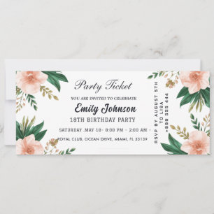 Invitaciones de entrada doradas para fiesta