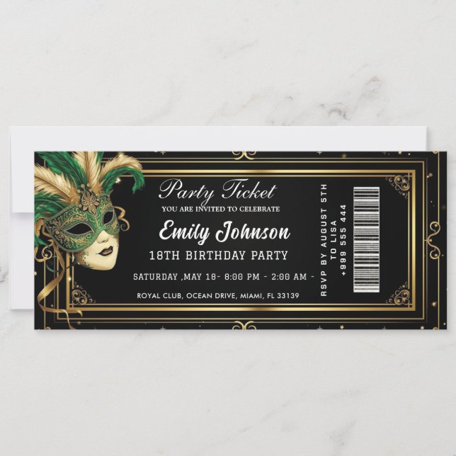  invitaciones de entrada para fiesta azul  (Anverso)