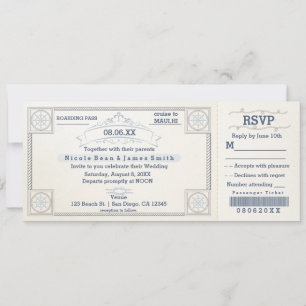 Invitaciones de Entrada Vintage para Boda de Playa