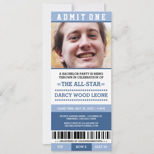 Invitaciones de Entradas Deportivas para Despedida (Anverso)