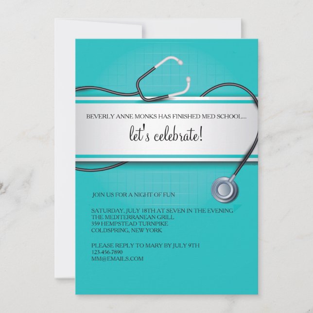 Invitaciones de estetoscopio (Anverso)