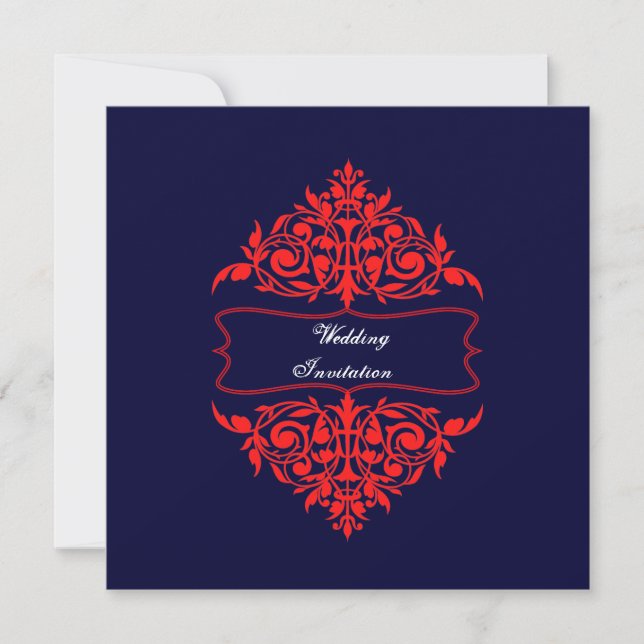 Invitaciones de estilo de la Marina Roja Azul Orna (Anverso)