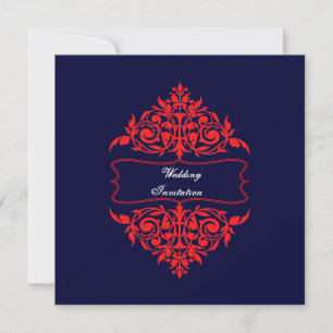 Invitaciones de estilo de la Marina Roja Azul Orna