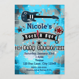 Invitaciones de estrella para baby shower Rock A B