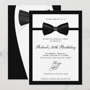 Invitaciones de etiqueta negra, fiesta de cóctel