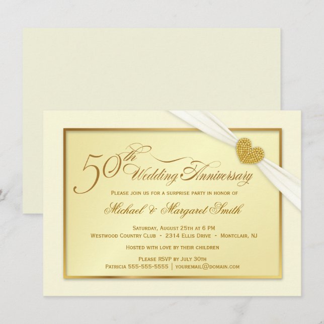 Invitaciones de Fantasía para Bodas de Oro 50º Ani (Anverso / Reverso)