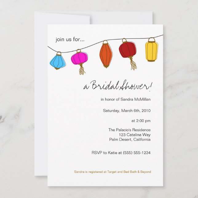 Invitaciones de faros chinos las 24 horas (Anverso)